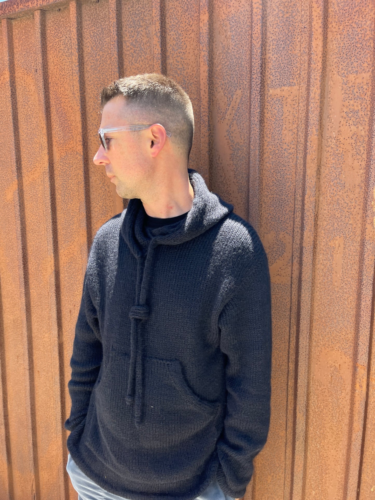 Menswear Sample Sale - Wool, Mohair & Nylon Unisex Knit Hoodie